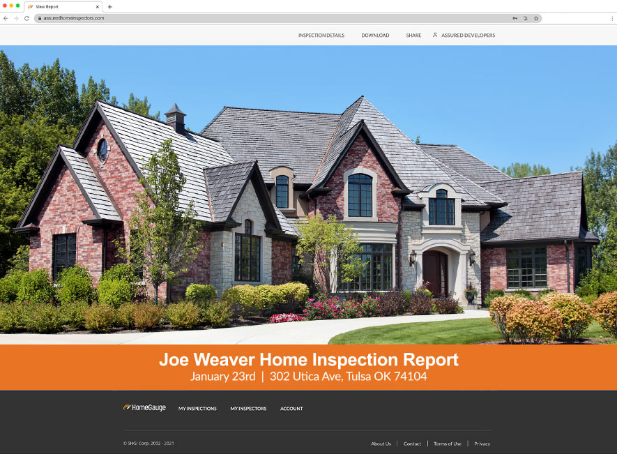See sample homeowner maintenance report.