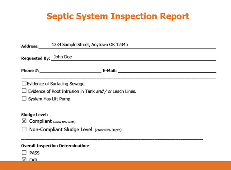See sample septic–system report.