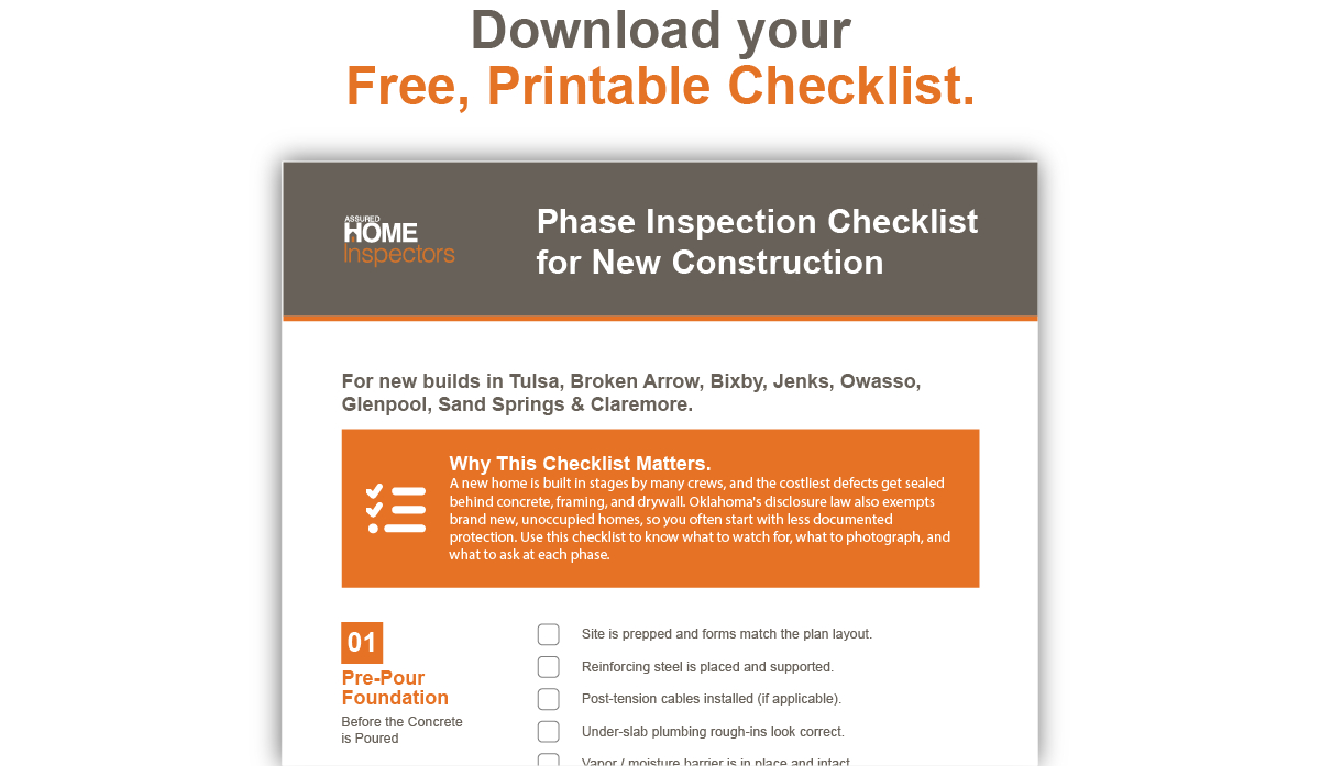 Free Phase-Inspection Buyer Checklist (Tulsa, OK) Free Phase-Inspection Buyer Checklist (Tulsa, OK)